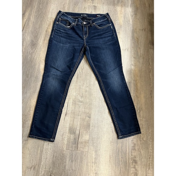 Silver Jeans Suki Mid Super Skinny Jeans Size 18 Stretch Dark Metallic - Picture 1 of 8